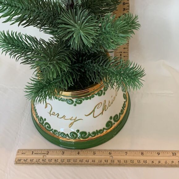 Christmas Holiday Tree In Handcrafted Marilyn 1983 Gold Vase 8 X 16 Inches Tall - Picture 11 of 12